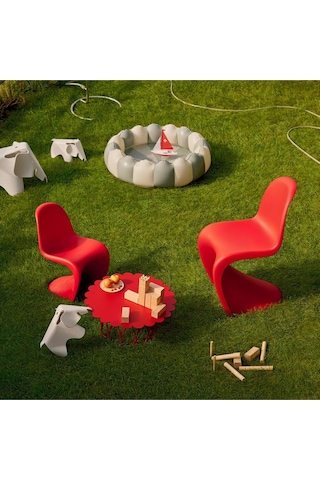Vitra Panton Sandalye, Verner Panton Tasarımı, Modern Tek Parça Plastik Sandalye Kırmızı