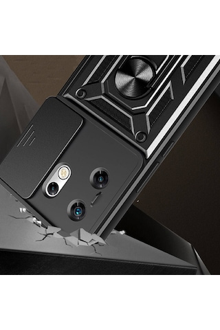 Zore İnfinix Zero 30 4g Kılıf Magnetik Standlı Kamera Korumalı Msra Sürgülü Vega Kapak - Mavi Mavi