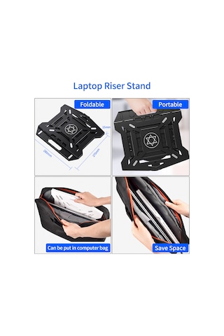 Kosona Laptop Ve Telefon Tutucu İle 8 Seviye Ayarı, Soğutma Ve Yüksekliği Artıran Plastik Çevirilebilir Kollu Siyah Stand