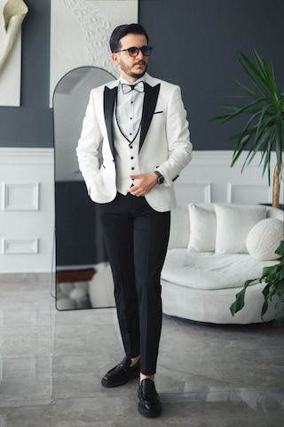 Avni Ceylan İtalyan Stil Smokin Takım Damatlık Beyaz
