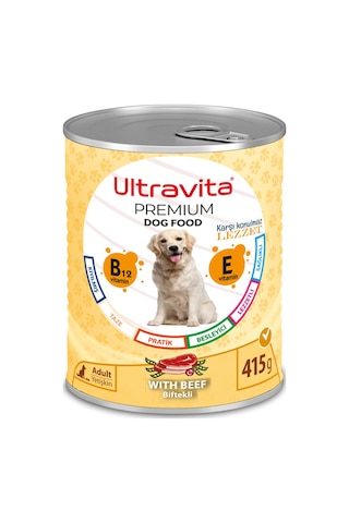 Ultravita Premium Yüksek Proteinli Karışık Etli Konserve Köpek Maması 24 x 415 G