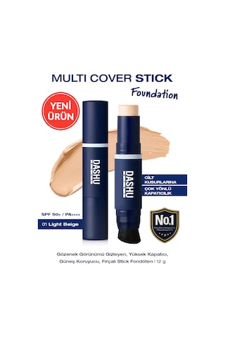 Dashu Mens Multi Cover Stick Foundation 02 Light Beige Spf50+ Pa++++ 01 Light Beige