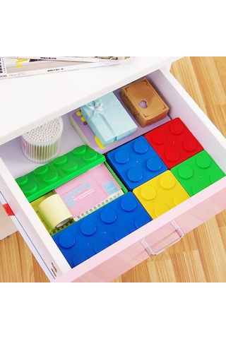 Sones Ev Tipi İstiflenebilir Yapı Taşı Düzenleyici Öğrenci Masaüstü Plastik Saklama Kutusu, Model: Kare Kırmızı Diğer