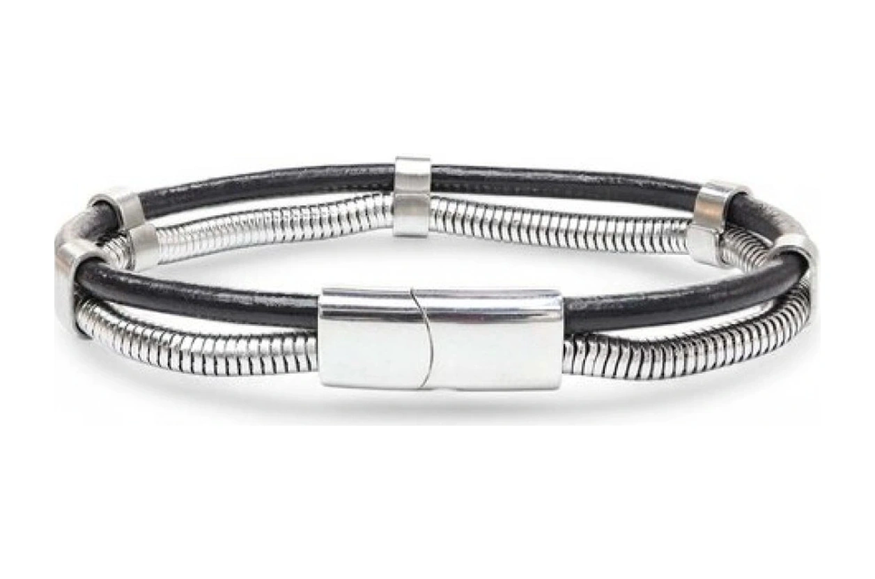 Moncuk Design Spiral Çelik Zincir Ve Deri Bileklik 3351blk1001 Çok Renkli