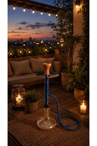 Nargile Takımı 65 Cm Büyük Boy Lüx Cam Nargile Seti Modern Mavi Tasarım Balkon & Teras Kullanımına Uygun 63149726