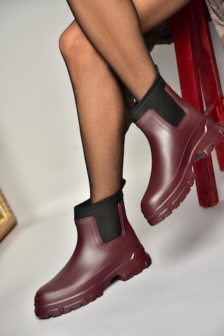 Fox Shoes T858685409 Bordo Kalın Tabanlı Yağmur Botu Bordo