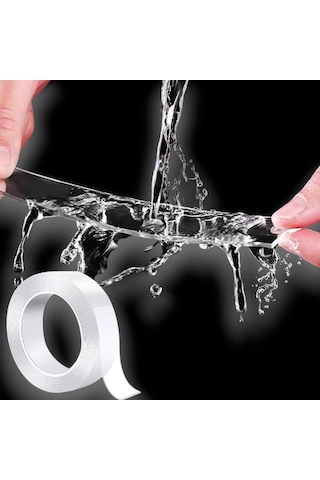 Ultra Güçlü Çift Taraflı Nano Bant 2 Metre X 3 Cm Şeffaf Yapışkanlı Silikon Bant