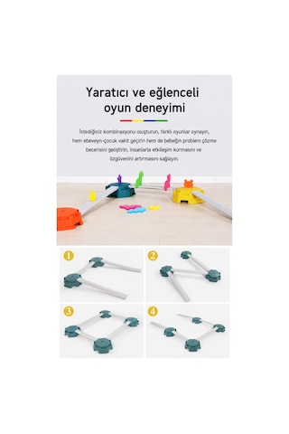 Çocuk Denge Oyunu Seti Montessori Kaydırmaz Denge Yolu Ve Platform Oyuncağı - 4 Adet Eşit Parça Denge Yolu