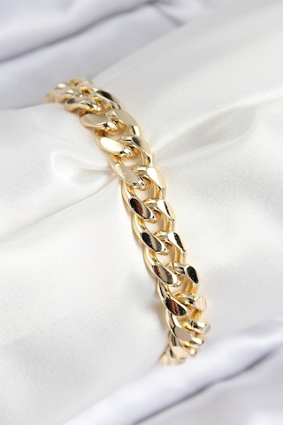 Vıp Pirinç Zirkon Taşlı Klasik Zincir Model Gold Renk Kadın Bileklik Altın
