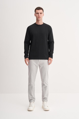 Cazador 53950 Erkek Bisiklet Yaka Sweatshirt Siyah