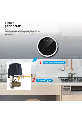 Symbee Ev İçin Kablosuz Wifi 433mhz Gaz Sızıntısı Alarmı, 70db Uyarı, Otomatik Kaynak Kesme, Arıza Kendini Denetleme