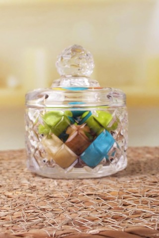 Lexroo Lüx Kristal Mini Cam Şekerlik & Cam Lokumluk, Kesme Cam Lüx Şekerlik 7.5cm 9.2cm - 06641 Çok Renkli