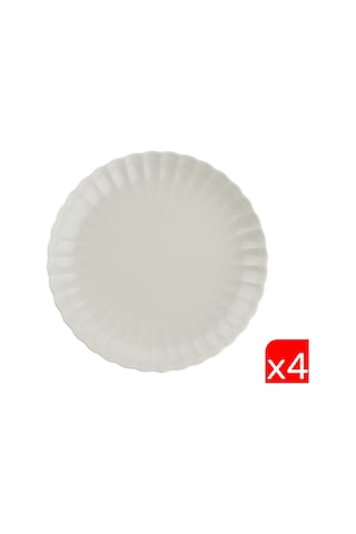 Kütahya Porselen Bone Luz Krem Pasta Tabağı 21cm 4 Lü Çok Renkli