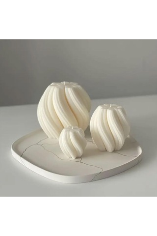 Silikon Mum 3d Küçük Boy Dönen Sütun Geometrik Dalgalı Sabun Beton Ve Taş Tozu Kalıbı Diğer