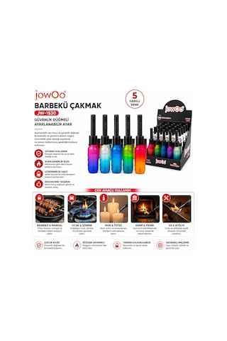 Jowoo Jw-1530 Izgaralı Rüzgâr Mutfak Ve Barbekü Çakmağı - Renkli Doldurulabilir- 20'li Paket Diğer