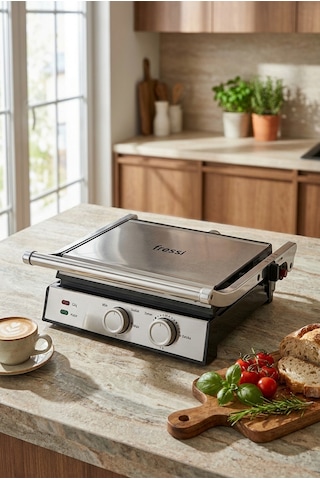 Fressi Izgara Ve Tost Makinesi 2000w Döküm Ayarlanabilir Isı Ve Zaman Kontrollü Fr-tm301