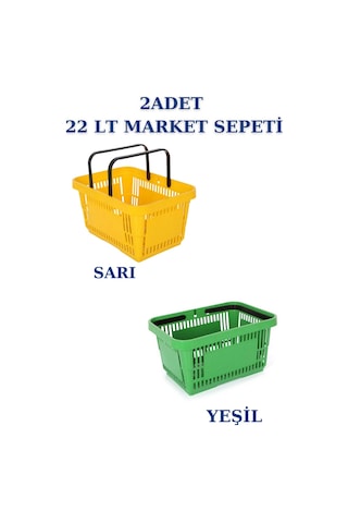 2 adet 22Litre Market ve Alışveriş Sepeti, Saplı Market Sepeti R