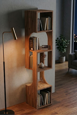 5 Katlı Modern Ahşap Dekoratif Kitaplık Ve Raf Ünitesi
