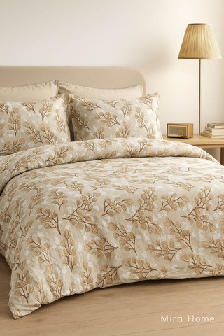 Çift Kişilik Pamuklu Nevresim Takımı Yaprak Desenli Renkli