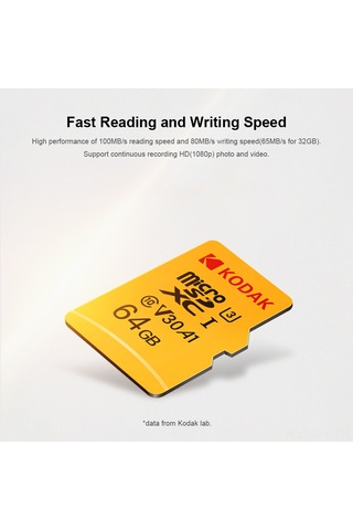 Teltree Kodak 128gb Microsd Kartı U3 V30 A1 - 100mb/s Okuma Hızı, 4k Video, Akıllı Cihazlar İçin Dayanıklı Hafıza
