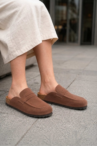 DMR Elegance Luvra Bağcıksız Hakiki Süet Deri Kadın Günlük Mantar Taban Loafer Klasik Ayakkabı Hdmt - Kahve Kahverengi