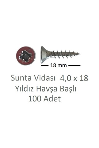 Sunta Vidası, 4,0 X 18 Mm, 100 Adet, Yhb Vida 4 x 18