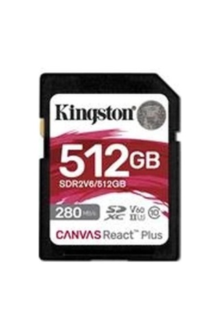 Kingston Sdr2v6-512gb Canvas React Plus Sdxc Uhs-ıı 280r-150w U3 V60 For Full Hd-4k Sd Hafıza Kartı