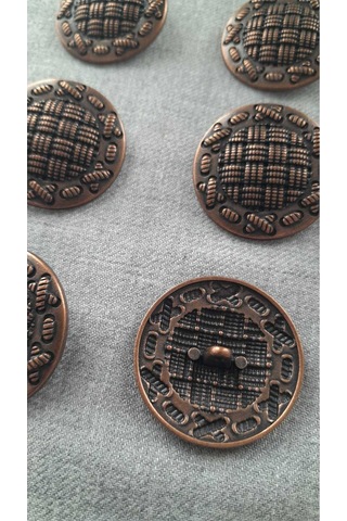 Antık Bakır Metal Düğme 35 Mm 6 Adet