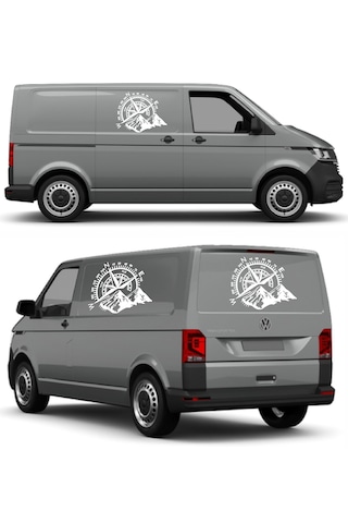 Pusula Ve Dağ Sticker, Off Road Kamp Adventure Kamp Sticker, Araba Oto Karavan Pickup Sticker 02522 15x12 Cm