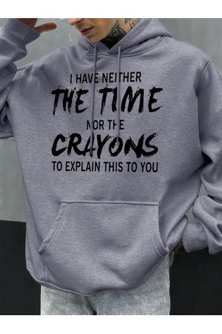 Startmore Tarzsokak Komik Desenli Sonbahar Erkek Kapüşonlu Cepli Sweatshirt Günlük Polar Yumuşak Kazak Hip Hop Kı Gri