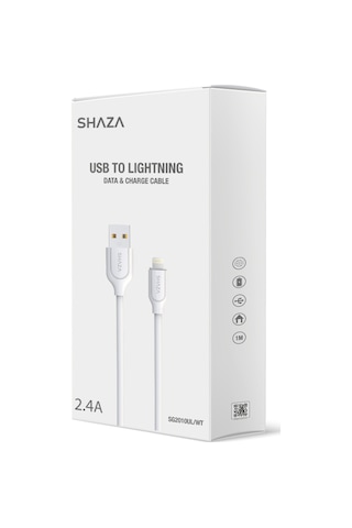 Shaza Usb- Lightning 1m 2.4a Destekli Şarj Ve Data Kablosu Sg2003ul/wt