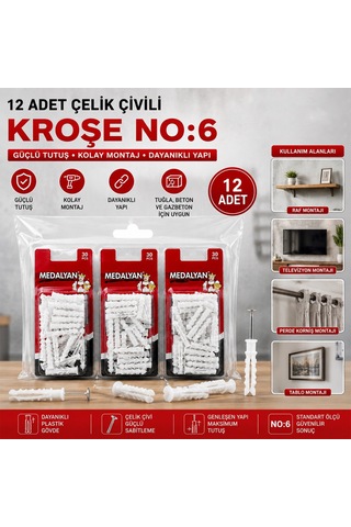 Medalyan Dl-38 Çelik Çivili Kroşe No 6 - 12'li Paket Diğer