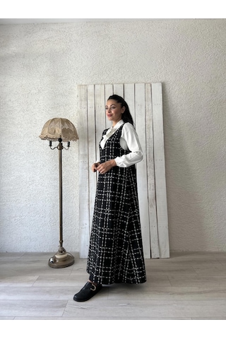 Siyah Tüvit A-kesim Jile Elbise