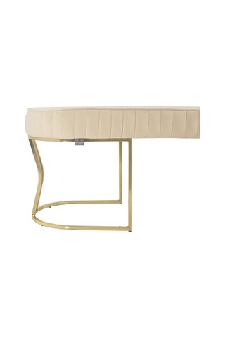Viego Gold Striped- Krem Kapitoneli Chester Model Puf & Bench & Koltuk & Uzun Makyaj Puff & Yatak Ucu &önü