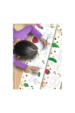 Sebze Ve Meyve Temalı, Bebek Ve Çocuk Için Örnek Resimli 3,75 Metre Rulo Boyama Kağıdı Karışık