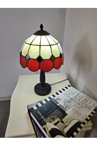 Yüceeller Vitray Abajur Masa Lambası El Yapımı Kırmızı