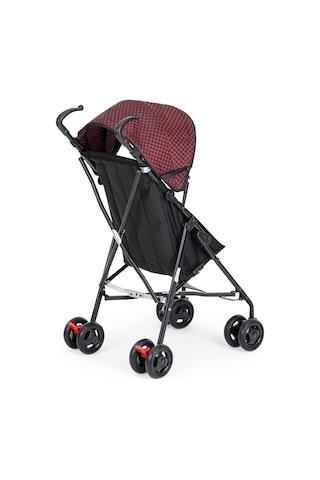 Moony Baby Mb108 Stork Kareli Bordo Baston Bebek Arabası Puset