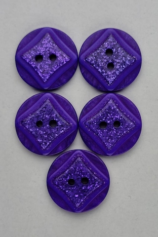 Büyük Boy Akrilik Simli Yuvarlak Mor Çeket Hırka Yelek Düğmesi 5 Adet