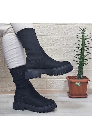 M.p 2746 Siyah Süet Bilekten Lastikli 27cm Bayan Bot 001