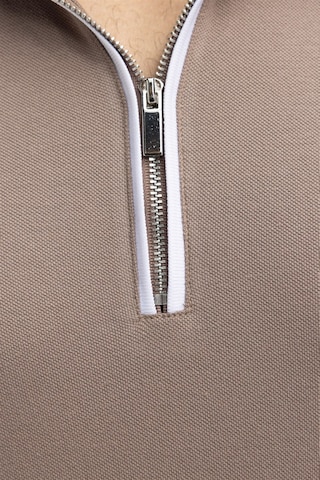 Tudors Erkek Polo Yaka Slim Fit Pamuk Fermuarlı Pike Tişört-27083-Kahve Kahverengi