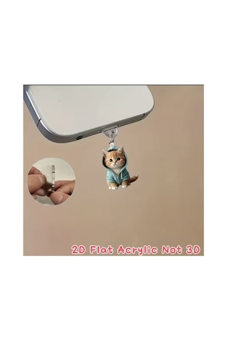 Aleylife 2d Telefon Charm Androıd Type-c Toz Koruması - Sevimli Kedi