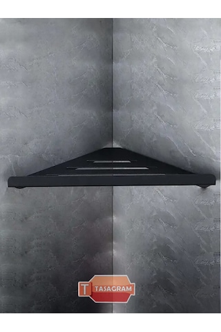 Paslanmaz Çelik Üçgen Banyo Askısı Köşe Depolama ve Duş Rafı Siyah