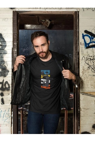 Freedom Store Erkek Özel Baskılı Modern Fit %100 Pamuk Bisiklet Yaka T-shirt Siyah