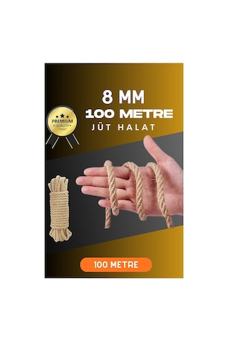 8 Mm 100 Metre Jüt Halat Dekoratif Hasır İp Urgan Süs Evimdeyokyok