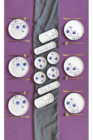 Mor Menekşe 6 Kişilik 14 Parça Kahvaltı Takımı Mor