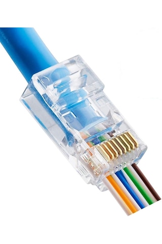 100 Adet Rj45 Cat6 Delikli Pass-through Konnektör Kolay Montaj Network Jak