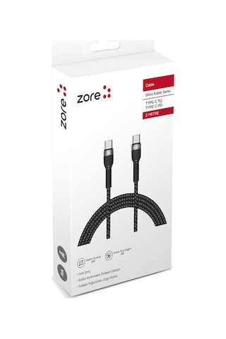 Biriva Home Siyah Shira Serisi Type-c To Type-c Pd Kablo 2 Metre