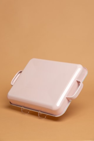 Rosa Di Verona Emaye Kulplu Pembe Fırın Kabı Ebutay Pembe