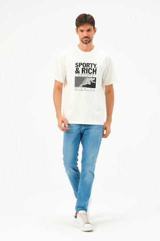 Rich Erkek Oversize Pamuk Tişört T-shirt Beyaz