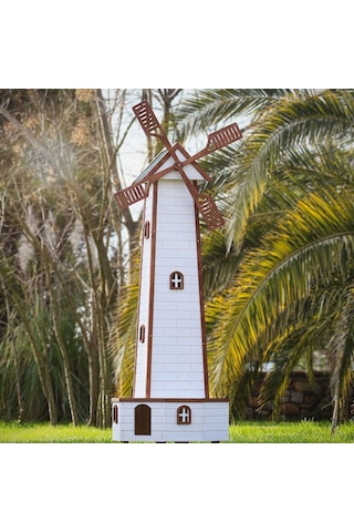 Mandu Yel Değirmenli Ahşap Kedi Evi 80 x 80 x 207 CM